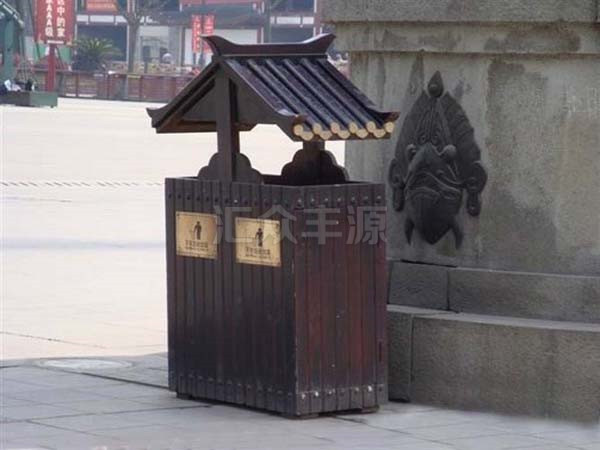 鋼木結合垃圾桶HZFY-GMJH17